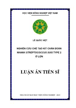 Luận án Nghiên cứu chế tạo kit chẩn đoán nhanh streptococcus suis type 2 ở lợn