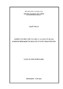 Luận án Nghiên cứu điều chế vật liệu (c, n, s) - Tio2 từ quặng ilmenite bình định ứng dụng xử lý nước thải nuôi tôm