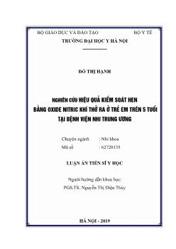 Luận án Nghiên cứu hiệu quả kiểm soát hen bằng oxide nitric khí thở ra ở trẻ em trên 5 tuổi tại bệnh viện nhi Trung Ương