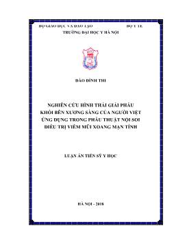 Luận án Nghiên cứu hình thái giải phẫu khối bên xương sàng của người việt ứng dụng trong phẫu thuật nội soi điều trị viêm mũi xoang mạn tính