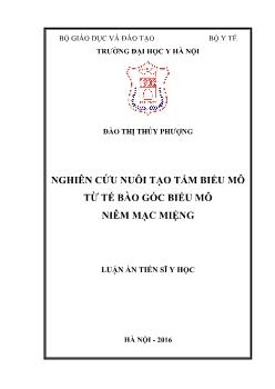 Luận án Nghiên cứu nuôi tạo tấm biểu mô từ tế bào gốc biểu mô niêm mạc miệng