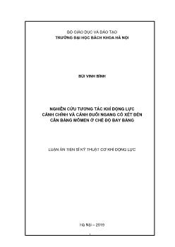 Luận án Nghiên cứu tương tác khí động lực cánh chính và cánh đuôi ngang có xét đến cân bằng mômen ở chế độ bay bằng