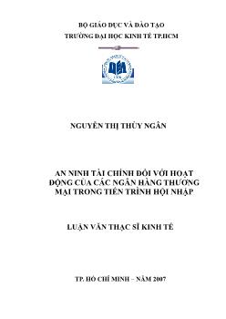 Luận văn An ninh tài chính đối với hoạt động tại các ngân hàng thương mại trong tiến trình hội nhập