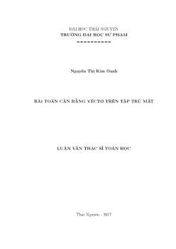 Luận văn Bài toán cân bằng véctơ trên tập trù mật