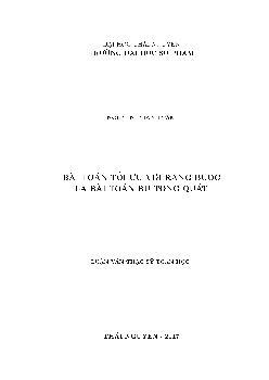 Luận văn Bài toán tối ưu với rằng buộc là bài toán bù tổng quát