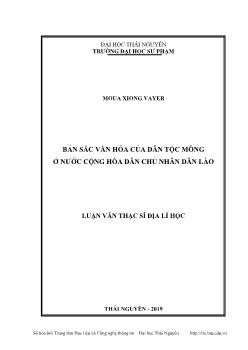 Luận văn Bản sắc văn hóa của dân tộc mông ở nước cộng hòa dân chủ nhân dân Lào