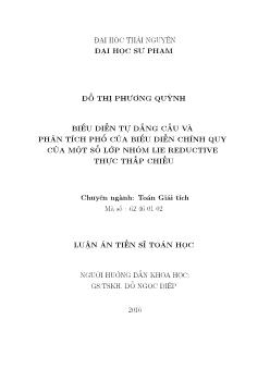 Luận văn Biểu diễn tự đẳng cấu và phân tích phổ của biểu diễn chính quy của một số lớp nhóm lie reductive thực thấp chiều