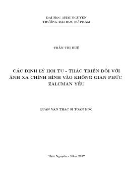 Luận văn Các định lý hội tụ - Thác triển đối với ánh xạ chỉnh hình vào không gian phức zalcman yếu