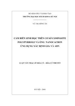 Luận văn Cảm biến sinh học trên cơ sở composite polypyrrole và ống nanocacbon ứng dụng xác định gox và adn