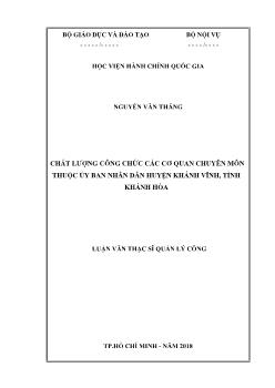 Luận văn Chất lượng công chức các cơ quan chuyên môn thuộc ủy ban nhân dân huyện Khánh Vĩnh, tỉnh Khánh Hòa