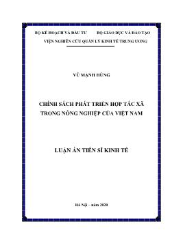 Luận văn Chính sách phát triển hợp tác xã trong nông nghiệp của Việt Nam