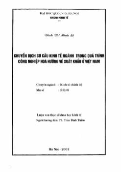 Luận văn Chuyển dịch cơ câu kinh tế ngành trong quá trình cống nghiệp hoá hướng vể xuất khẩu ở Việt Nam