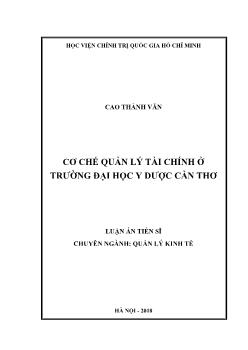 Luận văn Cơ chế quản lý tài chính ở trường đại học y dược Cần Thơ