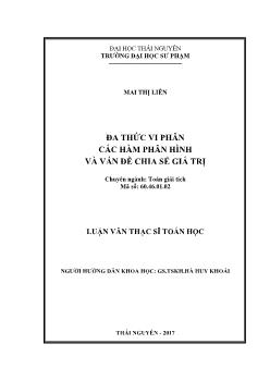 Luận văn Đa thức vi phân các hàm phân hình và vấn đề chia sẻ giá trị