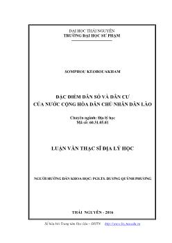 Luận văn Đặc điểm dân số và dân cư của nước cộng hòa dân chủ nhân dân Lào