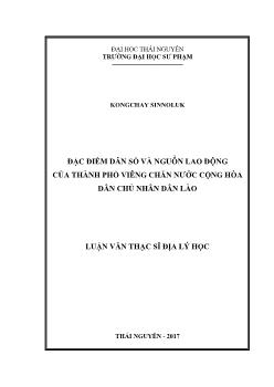 Luận văn Đặc điểm dân số và nguồ n lao đông ̣ của thành phố viêng chăn nước cộng hòa dân chủ nhân dân Lào