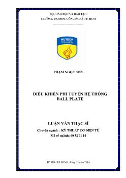 Luận văn Điều khiển phi tuyến hệ thống ball plate