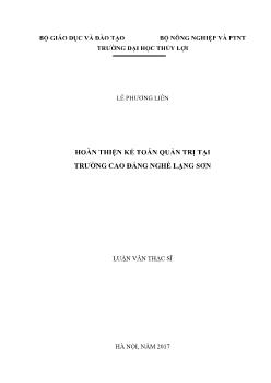 Luận văn Hoàn thiện kế toán quản trị tại trường cao đẳng nghề Lạng Sơn