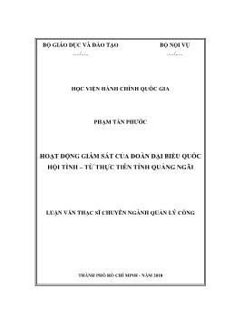 Luận văn Hoạt động giám sát của đoàn đại biểu quốc hội tỉnh – Từ thực tiễn tỉnh Quảng Ngãi