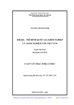 Luận văn Israel - Mô hình quốc gia khởi nghiệp và kinh nghiệm với Việt Nam