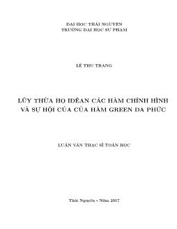 Luận văn Lũy thừa họ Iđêan các hàm chỉnh hình và sự hội của của hàm green đa phức