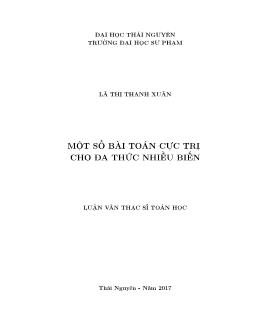 Luận văn Một số bài toán cực trị cho đa thức nhiều biến