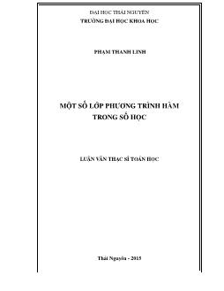 Luận văn Một số lớp phương trình hàm trong số học