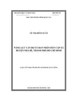 Luận văn Năng lực cán bộ ủy ban nhân dân cấp xã huyện Nhà Bè, thành phố Hồ Chí Minh