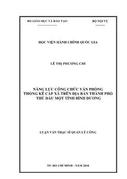 Luận văn Năng lực công chức văn phòng thống kê cấp xã trên địa bàn thành phố Thủ Dầu một tỉnh Bình Dương