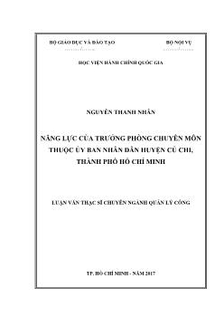 Luận văn Năng lực của trưởng phòng chuyên môn thuộc ủy ban nhân dân huyện củ chi, thành phố Hồ Chí Minh