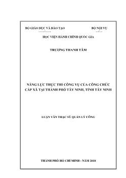 Luận văn Năng lực thực thi công vụ của công chức cấp xã tại thành phố Tây Ninh, tỉnh Tây Ninh