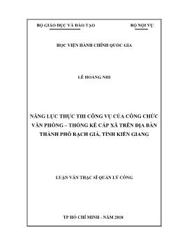 Luận văn Năng lực thực thi công vụ của công chức văn phòng – Thống kê cấp xã trên địa bàn thành phố Rạch Giá, tỉnh Kiên Giang