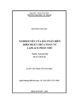 Luận văn Nghiệm yếu của bài toán biên dirichlet chứa toán tử laplace phân thứ