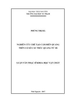 Luận văn Nghiên cứu chế tạo cảm biến quang trên cơ sở cấu trúc quang tử 1D