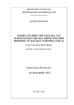 Luận văn Nghiên cứu điều chế chất xúc tác superaxit rắn cho quá trình tổng hợp biodiesel từ dầu hạt jatropha curcas