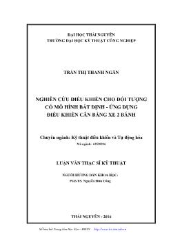 Luận văn Nghiên cứu điều khiển cho đối tượng có mô hình bất định - Ứng dụng điều khiển cân bằng xe 2 bánh