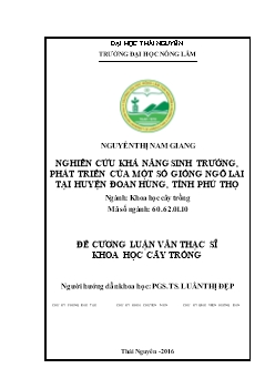 Luận văn Nghiên cứu khả năng sinh trưởng, phát triển của một số giống ngô lai tại huyện Đoan Hùng, tỉnh Phú Thọ