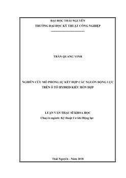 Luận văn Nghiên cứu mô phỏng sự kết hợp các nguồn động lực trên ô tô hybrid kiểu hỗn hợp