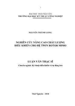 Luận văn Nghiên cứu nâng cao chất lượng điều khiển cho hệ twin rotor mimo