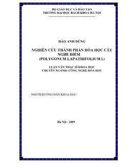 Luận văn Nghiên cứu thành phần hóa học cây nghể điểm (polygonum lapathifolium l.)