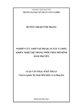 Luận văn Nghiên cứu thiết kế bộ quan sát và điều khiển nhiệt độ trong phôi theo mô hình hàm truyền