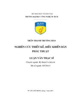 Luận văn Nghiên cứu thiết kế, điều khiển bàn phẫu thuật