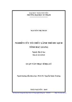 Luận văn Nghiên cứu tổ chức lãnh thổ du lịch tỉnh Bắc Giang