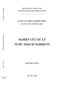 Luận văn Nghiên cứu xử lý nước thải xí nghiệp in