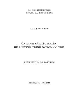 Luận văn Ổn định và điều khiển hệ phương trình nơron có trễ