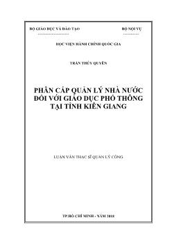 Luận văn Phân cấp quản lý nhà nước đối với giáo dục phổ thông tại tỉnh Kiên Giang