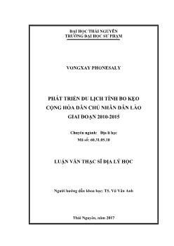 Luận văn Phát triển du lịch tỉnh bo kẹo cộng hòa dân chủ nhân dân Lào giai đoạn 2010 - 2015