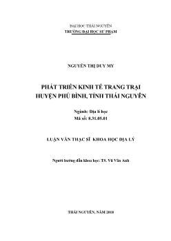 Luận văn Phát triển kinh tế trang trại huyện Phú Bình, tỉnh Thái Nguyên