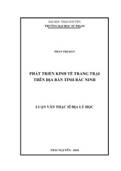 Luận văn Phát triển kinh tế trang trại trên địa bàn tỉnh Bắc Ninh