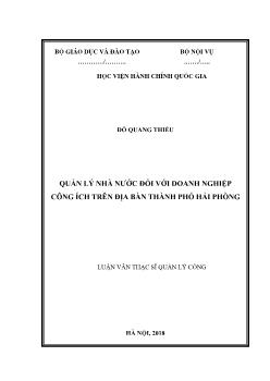 Luận văn Quản lý nhà nước đối với doanh nghiệp công ích trên địa bàn thành phố Hải Phòng